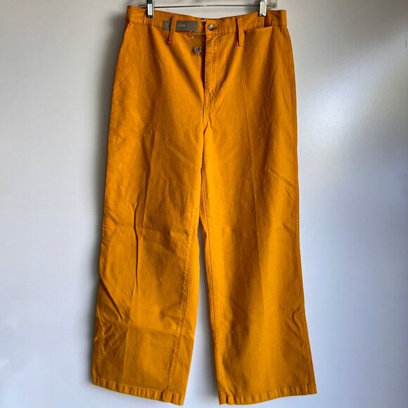 NWT J.CREW Tall Slim Wide Leg Yellow Bronzed Ochre Cropped Pants Size 31T - Picture 1 of 14